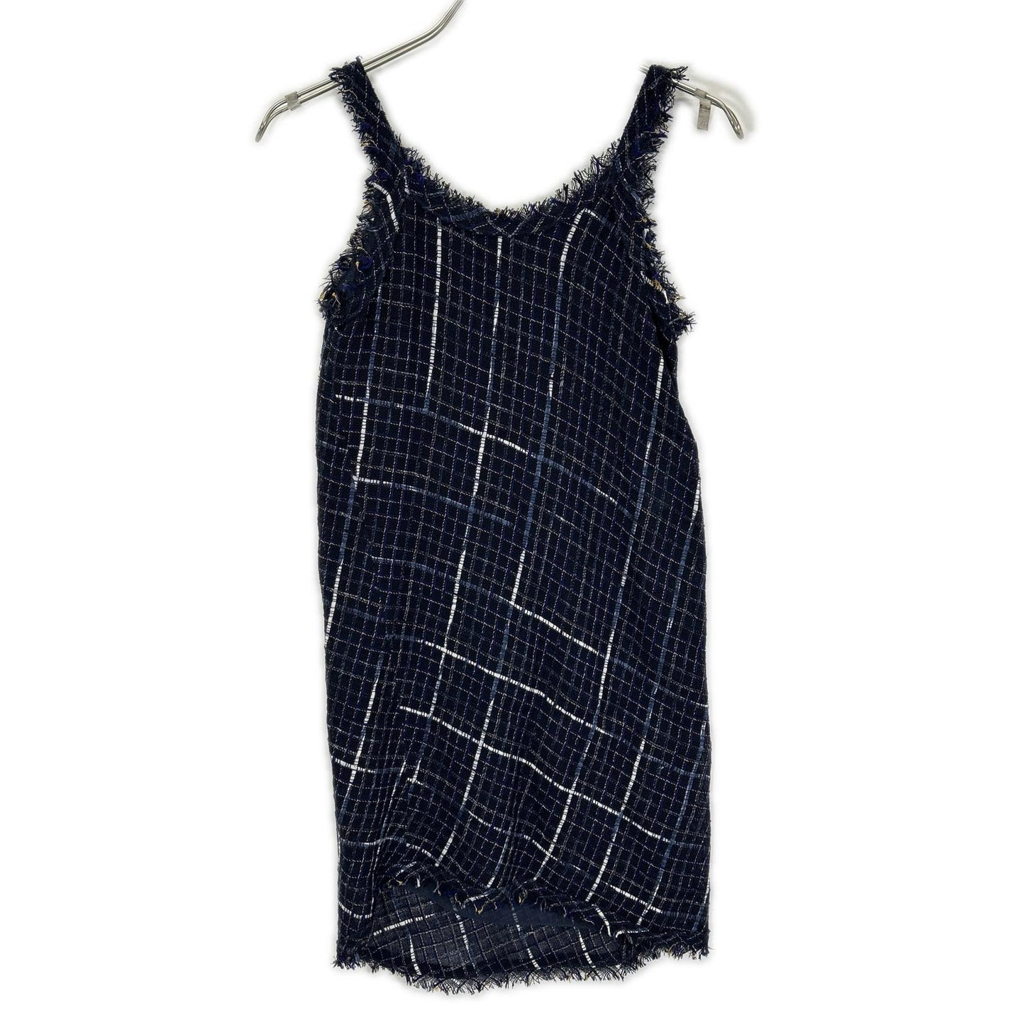 CHANEL シャネル P56045 ネイビーチェック ツイード キャミワンピ ワンピース