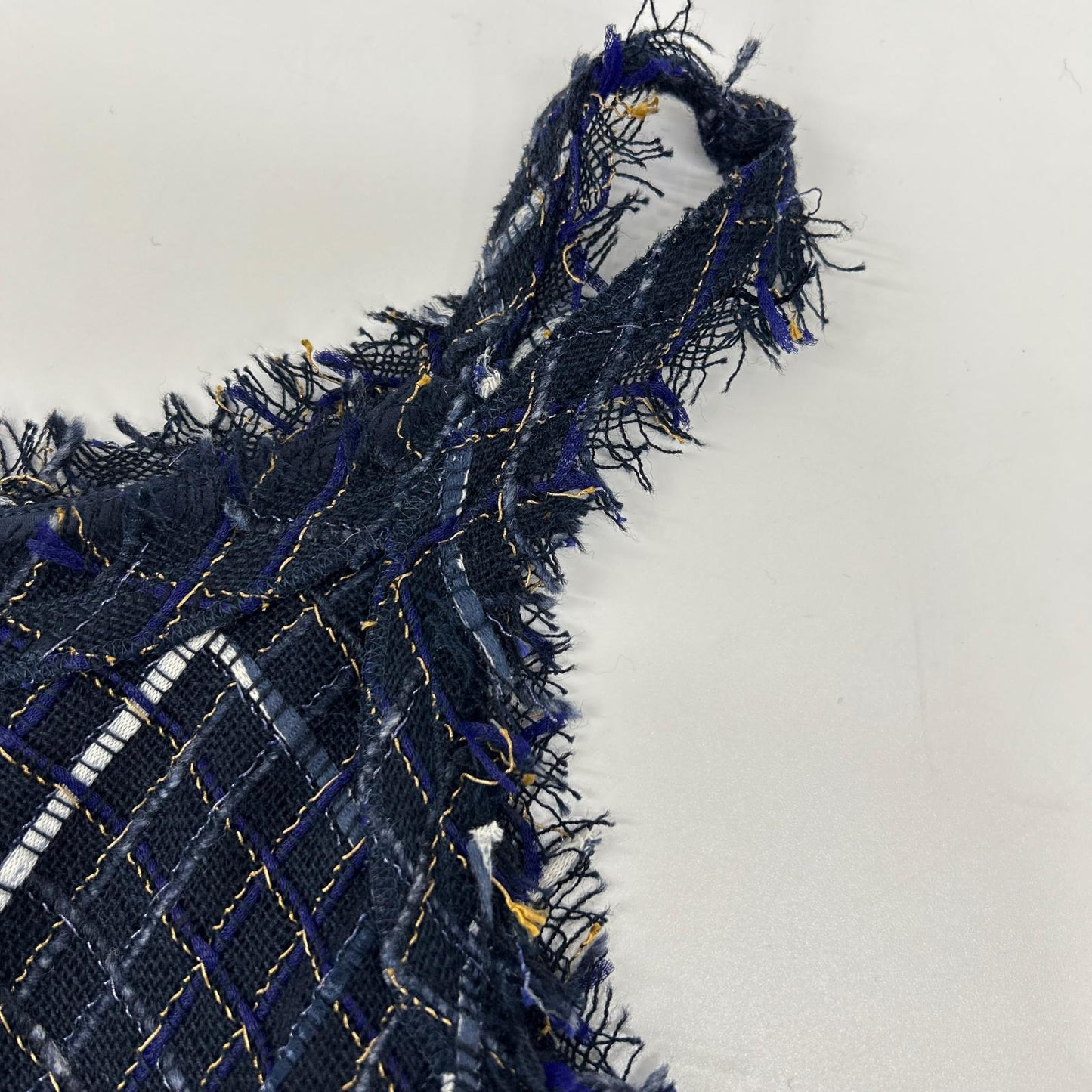 CHANEL シャネル P56045 ネイビーチェック ツイード キャミワンピ ワンピース