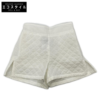 CHANEL シャネル P51312 ホワイト ココマークボタン キルティング ウエストゴム ナイロンショーツ ボトムス