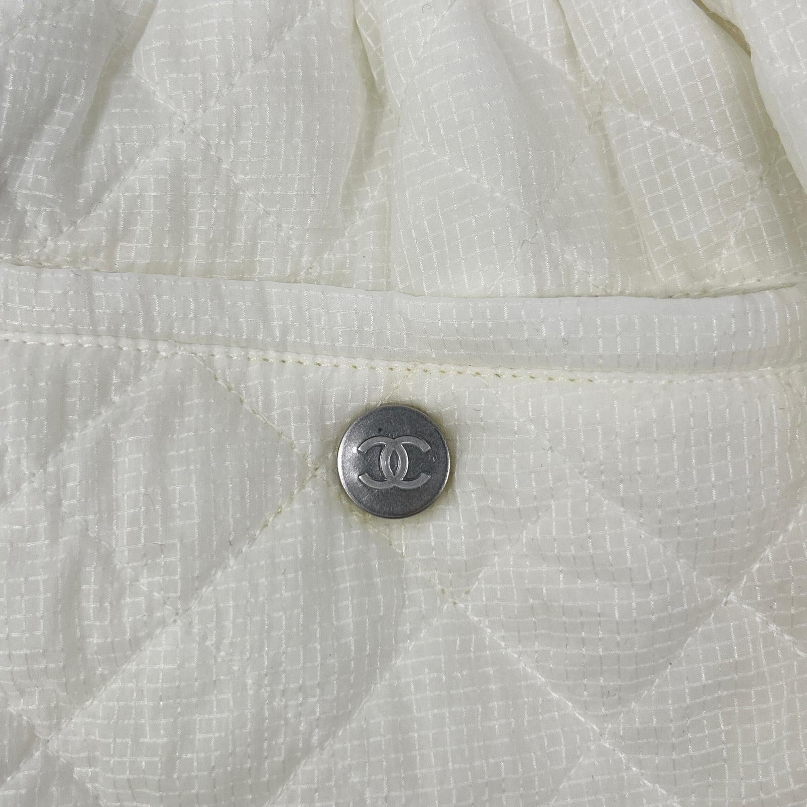 CHANEL シャネル P51312 ホワイト ココマークボタン キルティング ウエストゴム ナイロンショーツ ボトムス