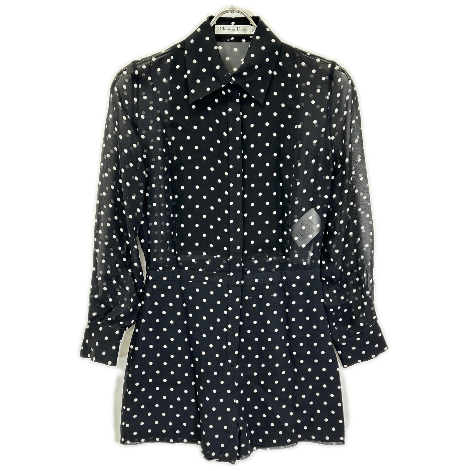 Christian Dior クリスチャンディオール 8E21020A1680 Bee刺繍 シルク ドット オールインワン オーバーオール オールインワン