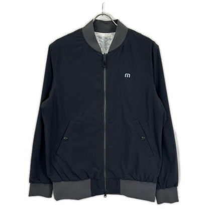 Travis Mathew 7AJ061 Black×Palm Tree Reversible Bomber Jacket Jacket