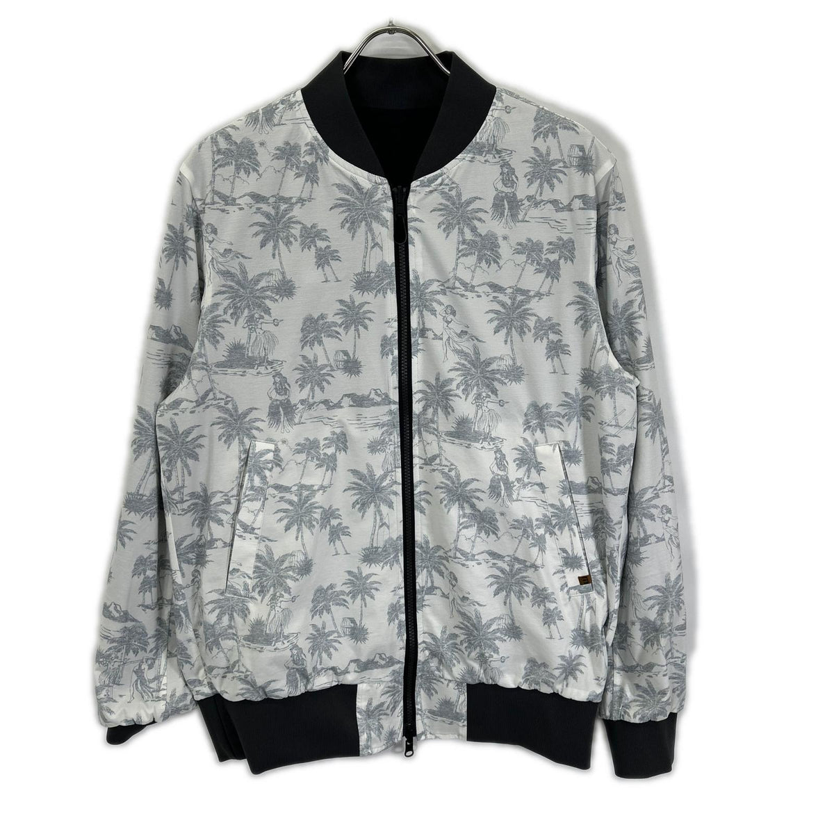 Travis Mathew 7AJ061 Black×Palm Tree Reversible Bomber Jacket Jacket
