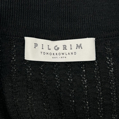 TOMORROWLAND PILGRIM トゥモローランドピルグリム 26SS ブラック リネンコットンナイロンプレーティング スキッパーニット トップス