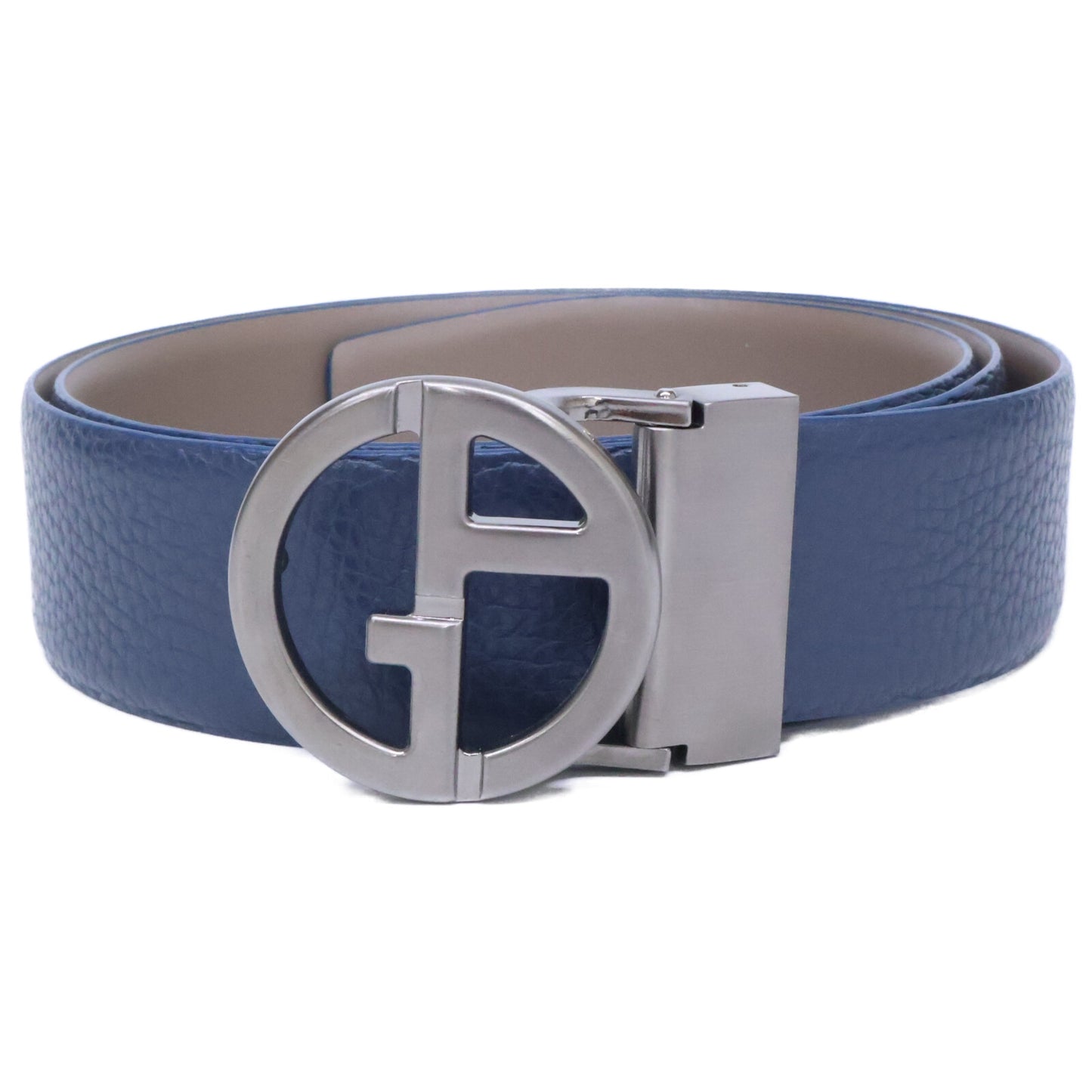 GIORGIOARMANI ジョルジオアルマーニ 【美品】ロゴバックル レザー ベルト
