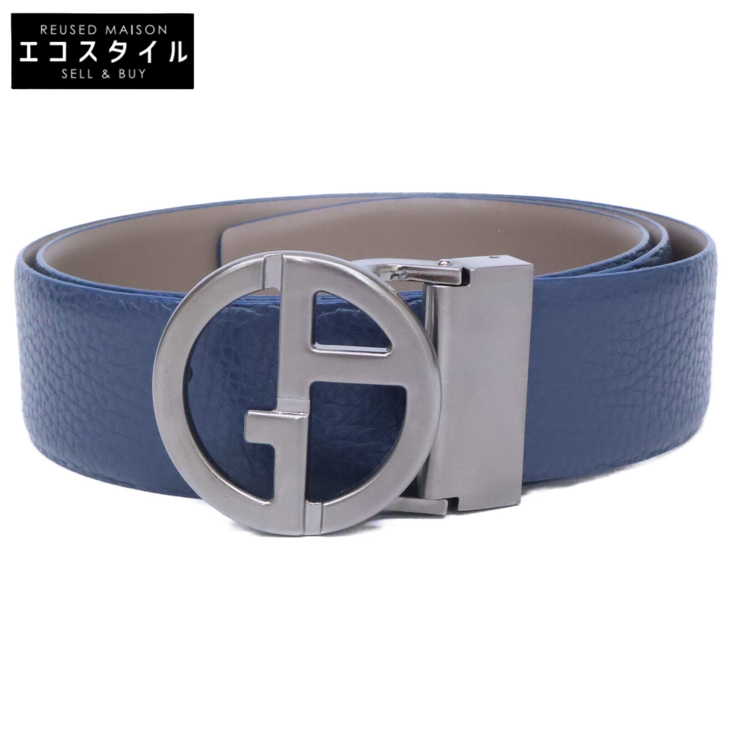 GIORGIOARMANI ジョルジオアルマーニ 【美品】ロゴバックル レザー ベルト