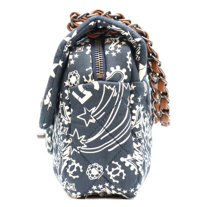 CHANEL シャネル 19番 A92459 Dネイビー コットン パリダラス スター Sフラップ マトラッセ チェーンショルダーバッグ ショルダーバッグ