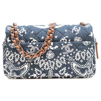 CHANEL シャネル 19番 A92459 Dネイビー コットン パリダラス スター Sフラップ マトラッセ チェーンショルダーバッグ ショルダーバッグ