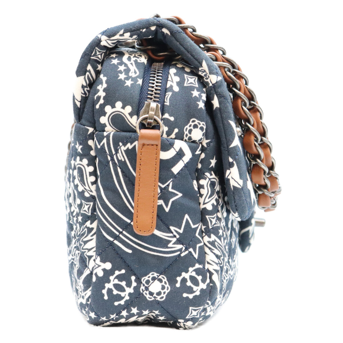 CHANEL シャネル 19番 A92459 Dネイビー コットン パリダラス スター Sフラップ マトラッセ チェーンショルダーバッグ ショルダーバッグ
