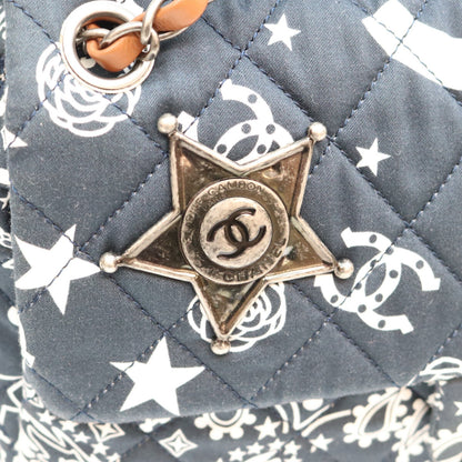 CHANEL シャネル 19番 A92459 Dネイビー コットン パリダラス スター Sフラップ マトラッセ チェーンショルダーバッグ ショルダーバッグ