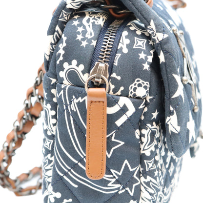 CHANEL シャネル 19番 A92459 Dネイビー コットン パリダラス スター Sフラップ マトラッセ チェーンショルダーバッグ ショルダーバッグ
