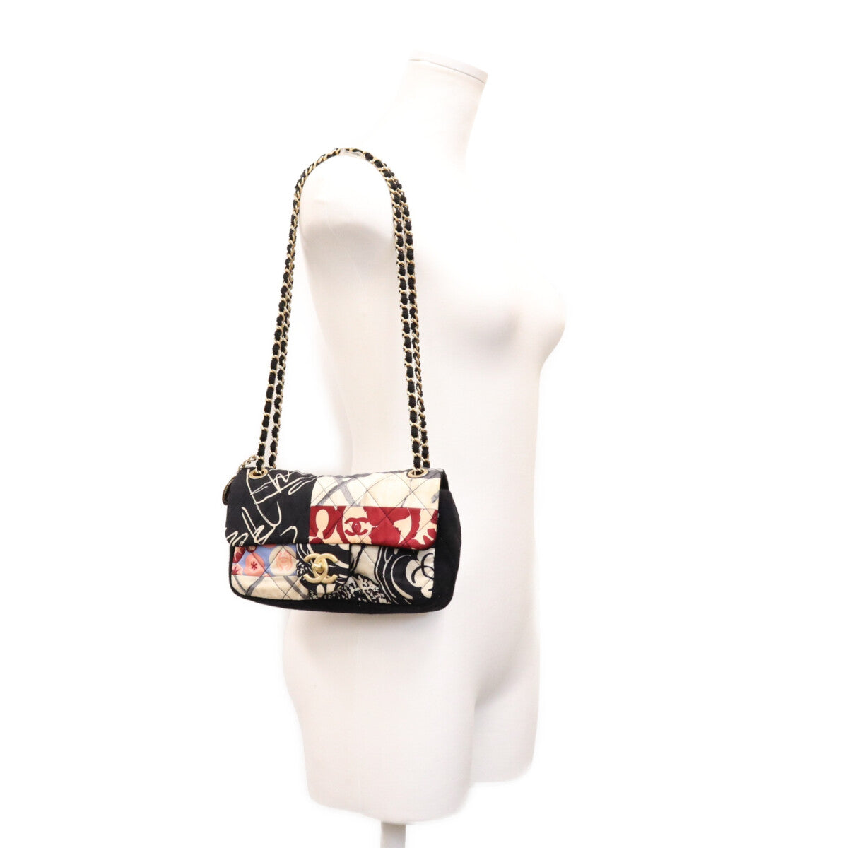 CHANEL シャネル 19番 マルチカラー パッチワーク コットン ミニマトラッセ20 ショルダーバッグ ショルダーバッグ