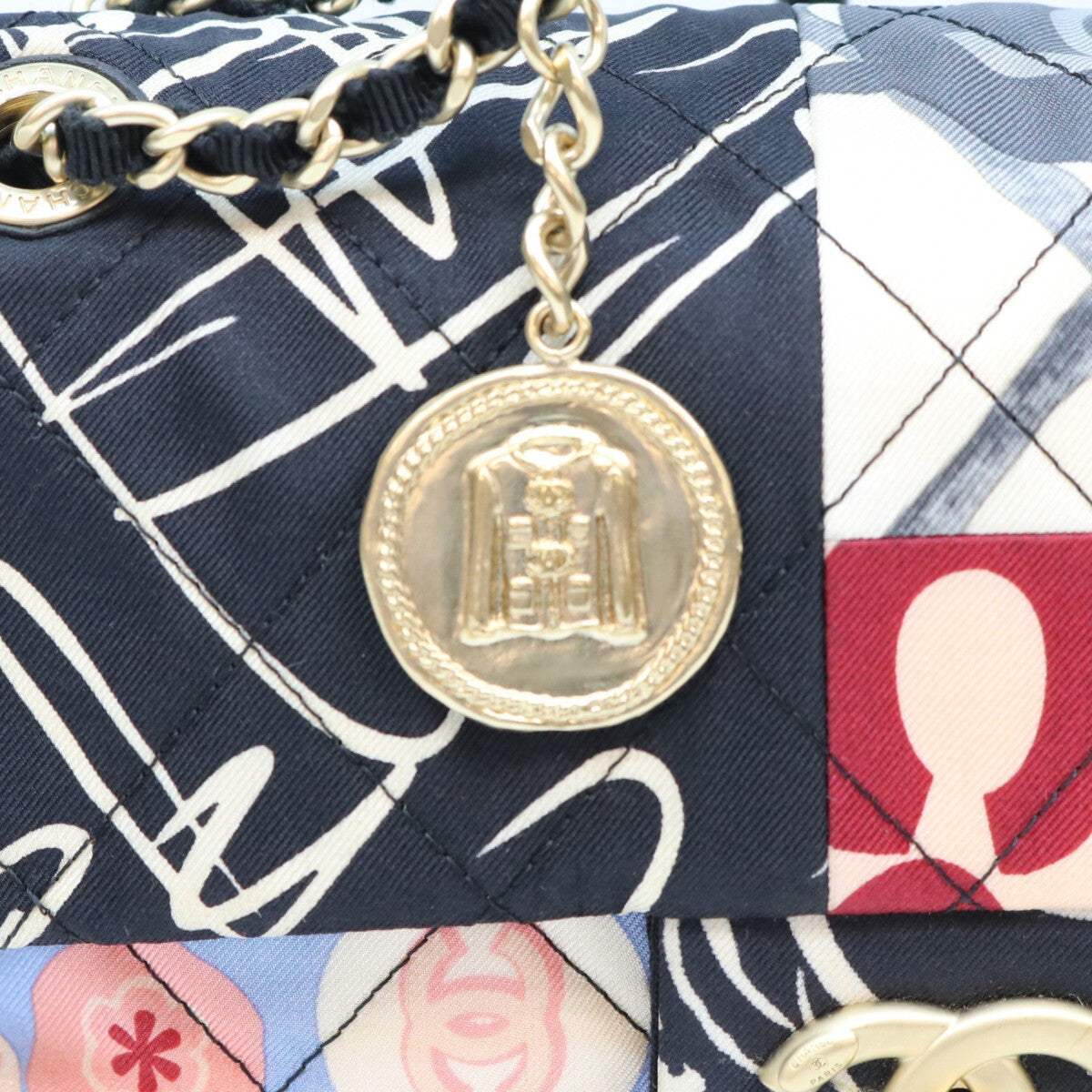 CHANEL シャネル 19番 マルチカラー パッチワーク コットン ミニマトラッセ20 ショルダーバッグ ショルダーバッグ
