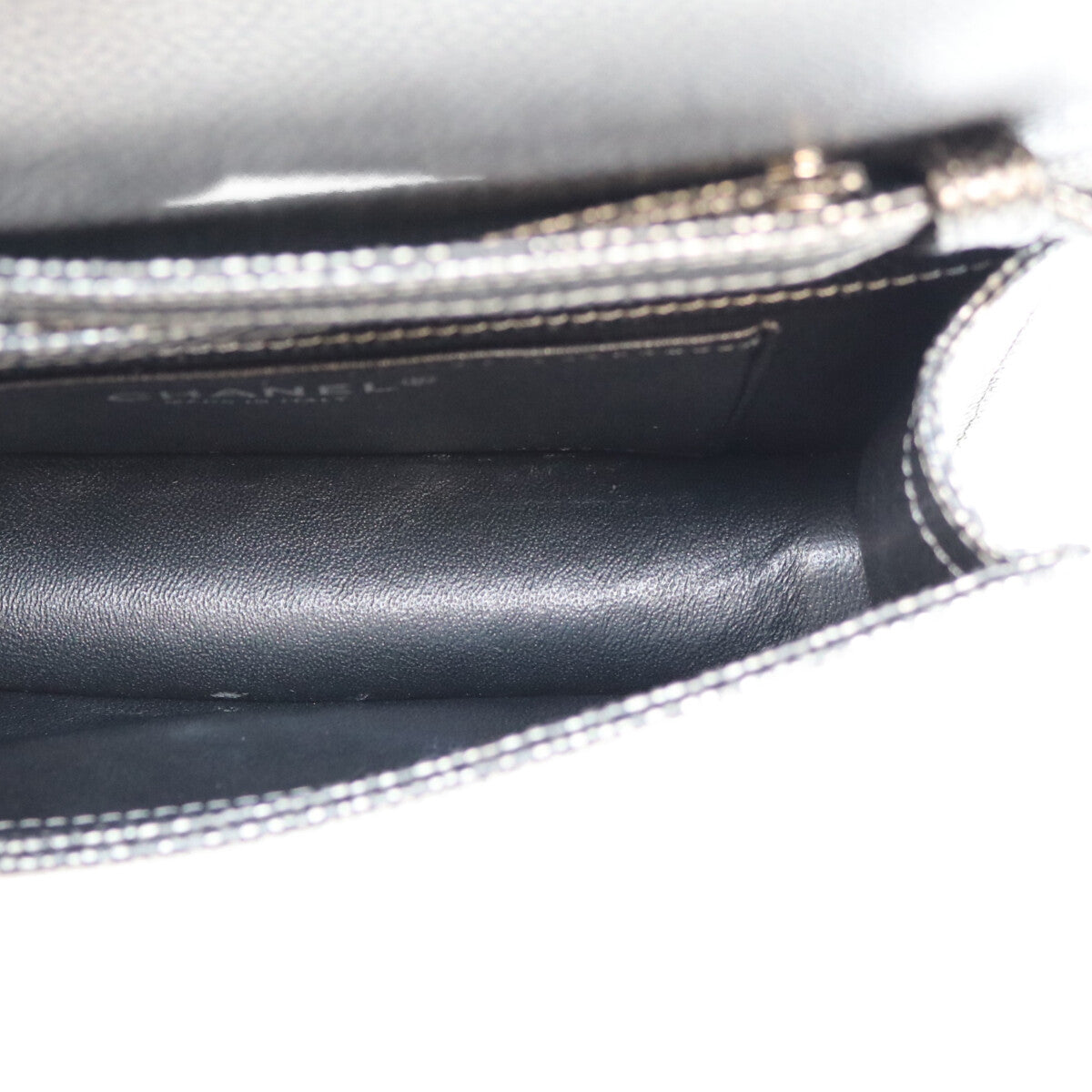 CHANEL シャネル 17番 A67690 メタリックグレー キャビア SV金具 インターレース チェーン ショルダーバッグ ショルダーバッグ