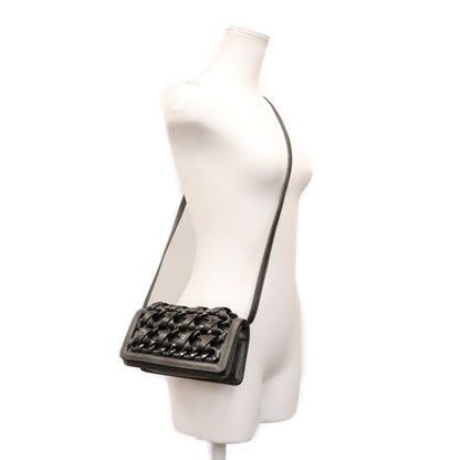CHANEL シャネル 17番 A67690 メタリックグレー キャビア SV金具 インターレース チェーン ショルダーバッグ ショルダーバッグ