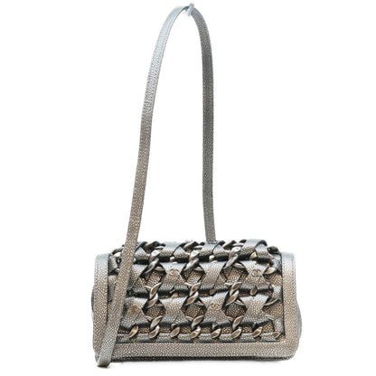 CHANEL シャネル 17番 A67690 メタリックグレー キャビア SV金具 インターレース チェーン ショルダーバッグ ショルダーバッグ