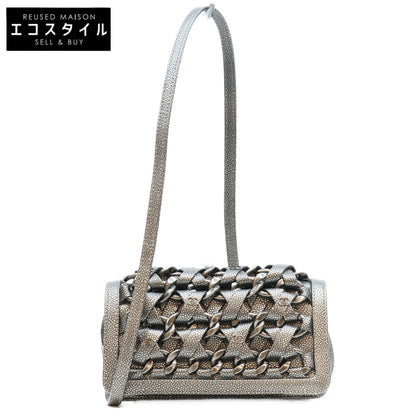 CHANEL シャネル 17番 A67690 メタリックグレー キャビア SV金具 インターレース チェーン ショルダーバッグ ショルダーバッグ