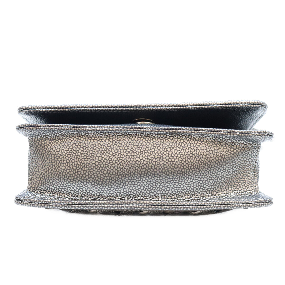 CHANEL シャネル 17番 A67690 メタリックグレー キャビア SV金具 インターレース チェーン ショルダーバッグ ショルダーバッグ