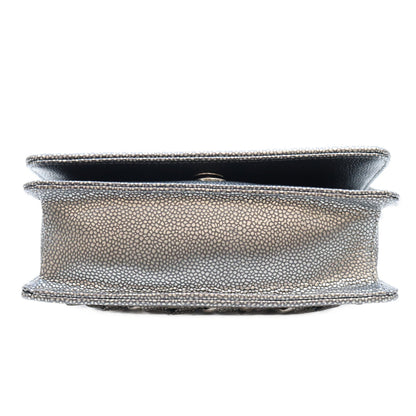 CHANEL シャネル 17番 A67690 メタリックグレー キャビア SV金具 インターレース チェーン ショルダーバッグ ショルダーバッグ