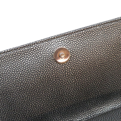 CHANEL シャネル 17番 A67690 メタリックグレー キャビア SV金具 インターレース チェーン ショルダーバッグ ショルダーバッグ
