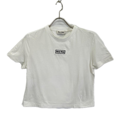 MIUMIU ミュウミュウ 24年製 MJN483 白 ロゴ クロップド Tシャツ トップス