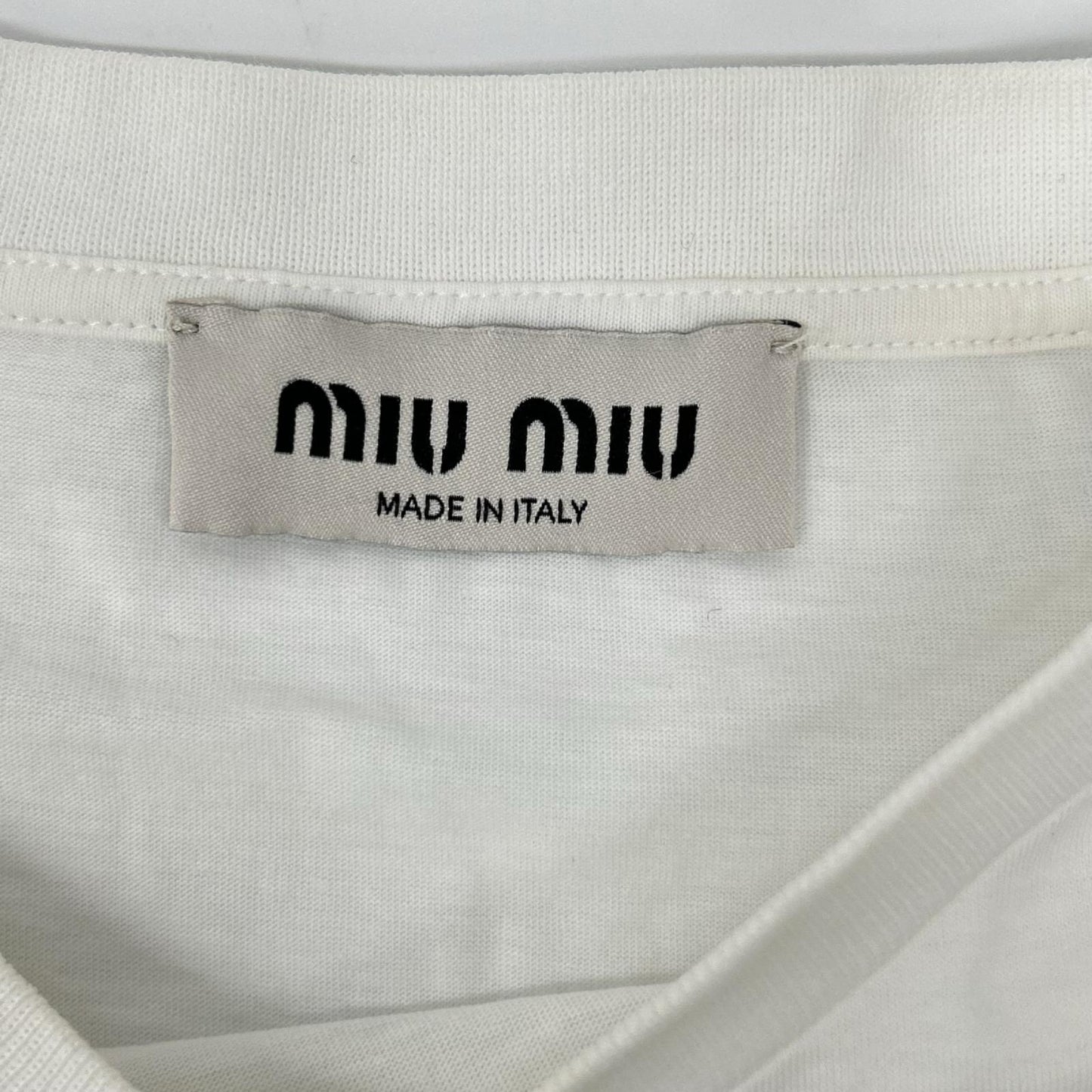 MIUMIU ミュウミュウ 24年製 MJN483 白 ロゴ クロップド Tシャツ トップス