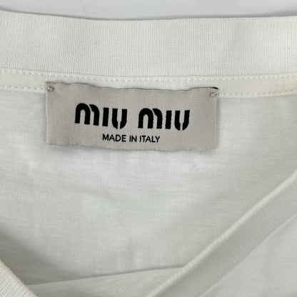 MIUMIU ミュウミュウ 24年製 MJN483 白 ロゴ クロップド Tシャツ トップス