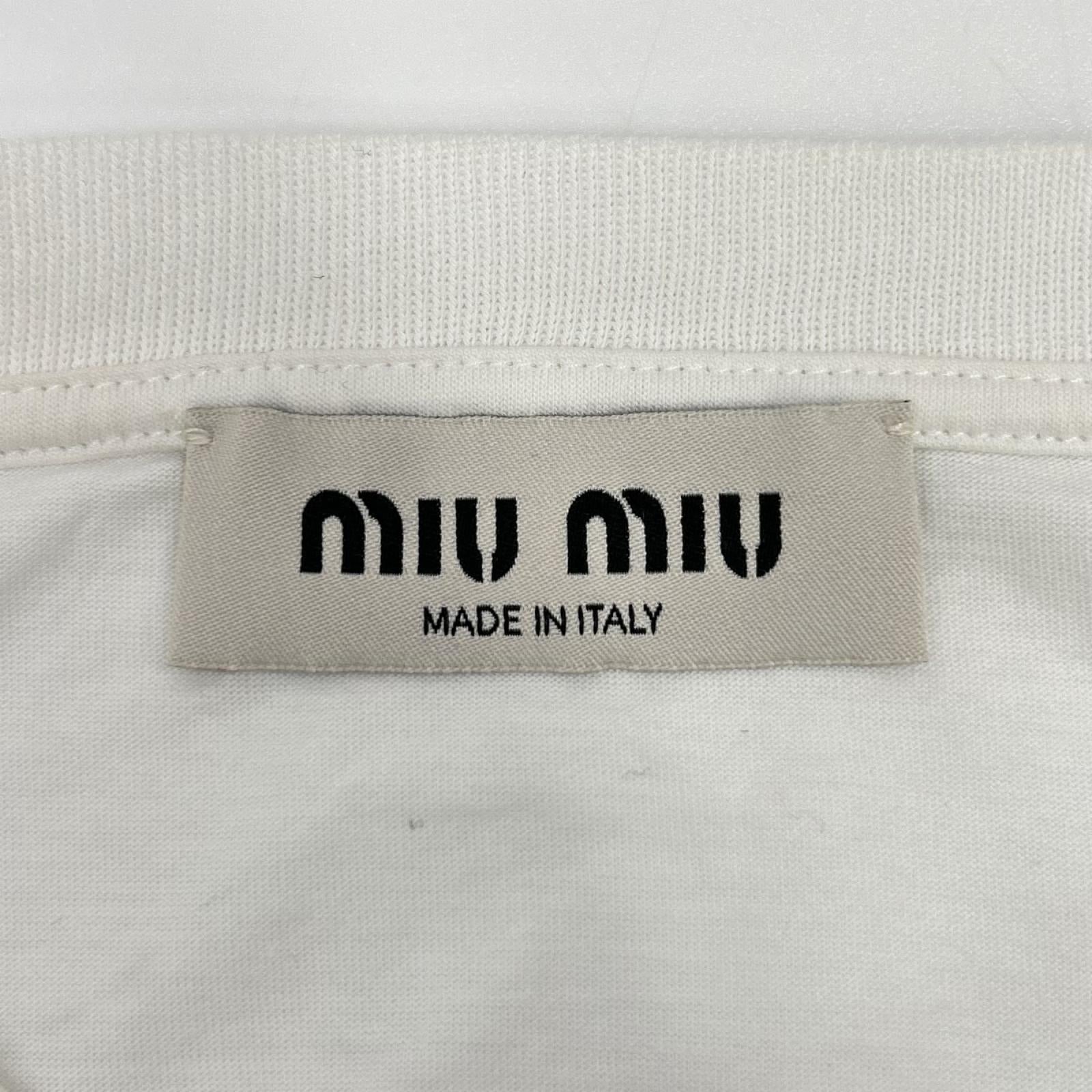 MIUMIU ミュウミュウ 25年製 MJN483 白 ロゴ クロップド Tシャツ トップス