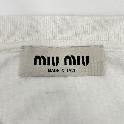 MIUMIU ミュウミュウ 25年製 MJN483 白 ロゴ クロップド Tシャツ トップス
