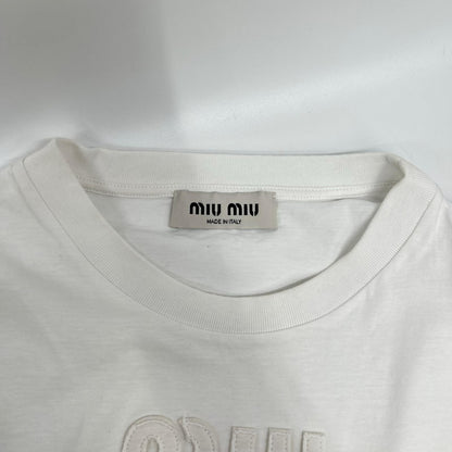 MIUMIU ミュウミュウ 25年製 MJN483 白 ロゴ クロップド Tシャツ トップス