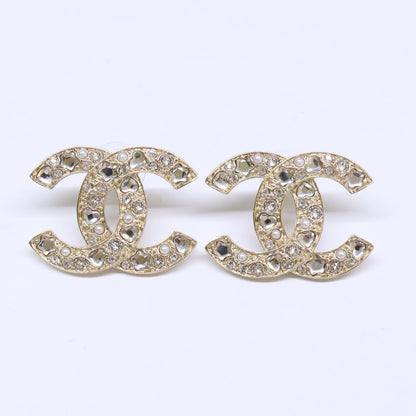 CHANEL シャネル 【美品】B25P ラインストーン ココマーク ピアス