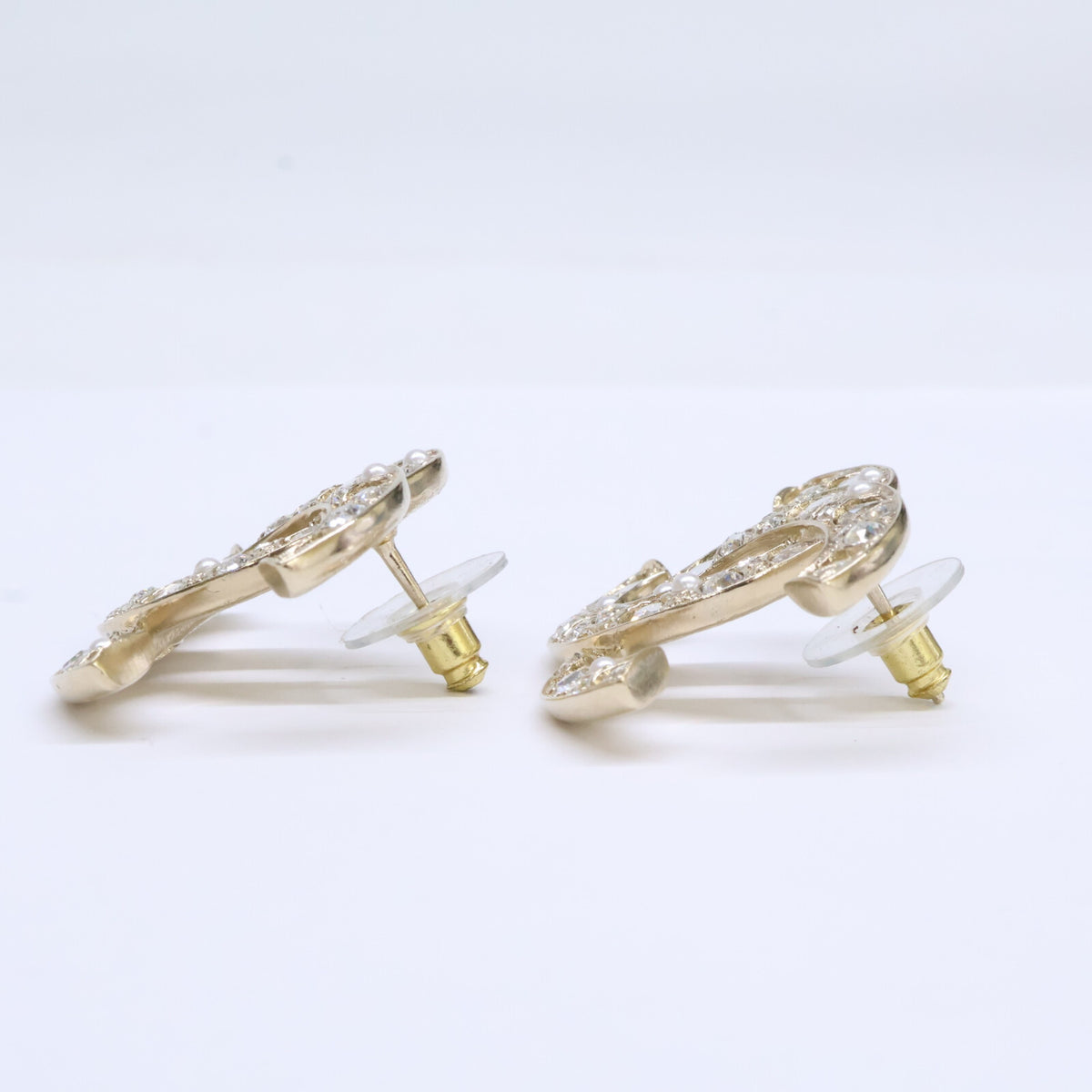 CHANEL シャネル 【美品】B25P ラインストーン ココマーク ピアス