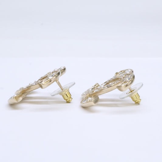 CHANEL シャネル 【美品】B25P ラインストーン ココマーク ピアス