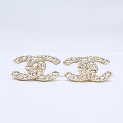 CHANEL シャネル 【美品】B25P ラインストーン ココマーク ピアス
