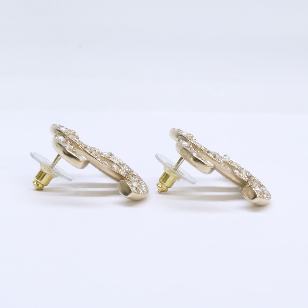 CHANEL シャネル 【美品】B25P ラインストーン ココマーク ピアス