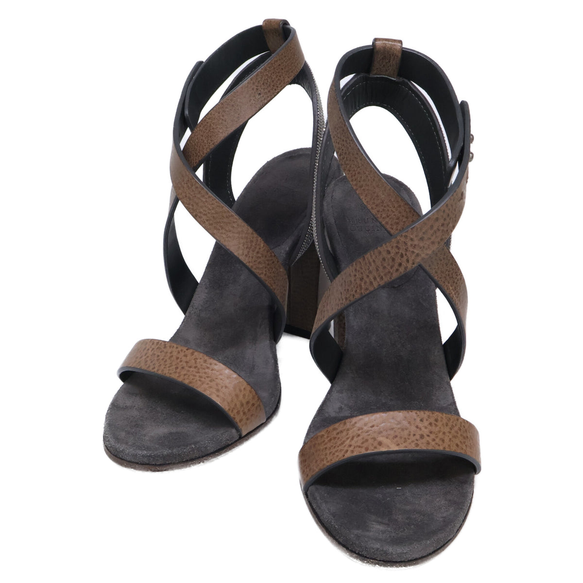 BRUNELLO CUCINELLI ブルネロクチネリ 【美品】モニーレ装飾 クロスストラップ ヒールサンダル シューズ