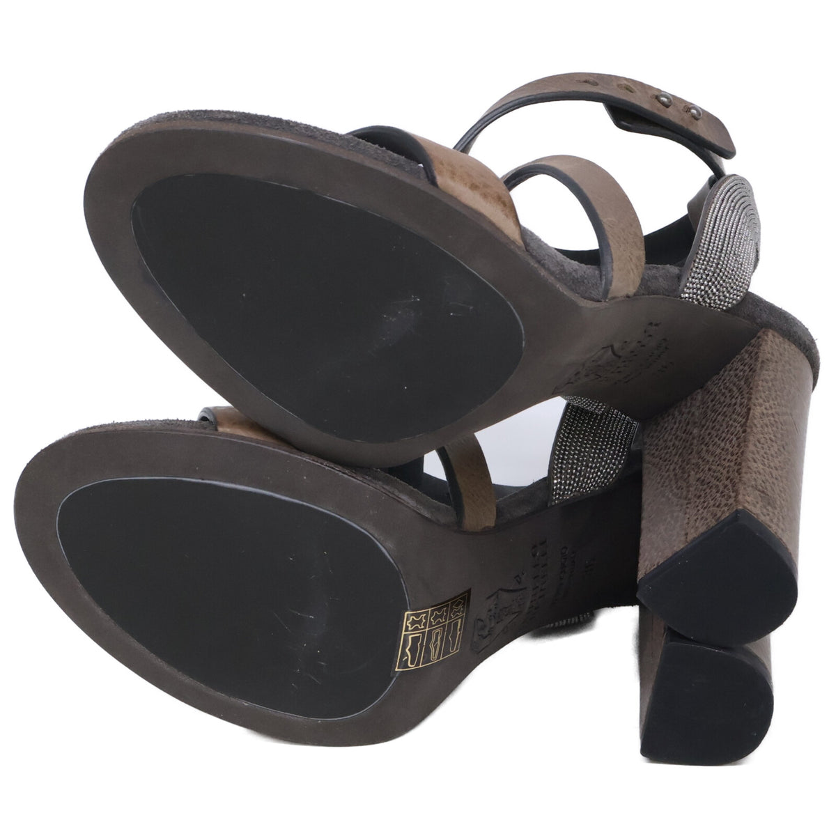 BRUNELLO CUCINELLI ブルネロクチネリ 【美品】モニーレ装飾 クロスストラップ ヒールサンダル シューズ