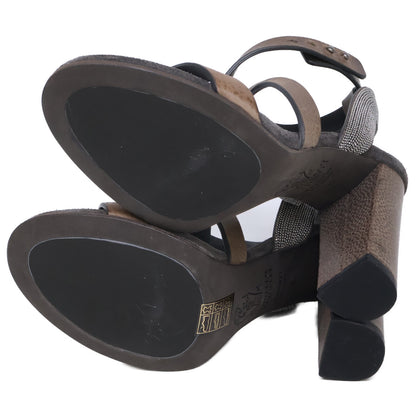 BRUNELLO CUCINELLI ブルネロクチネリ 【美品】モニーレ装飾 クロスストラップ ヒールサンダル シューズ