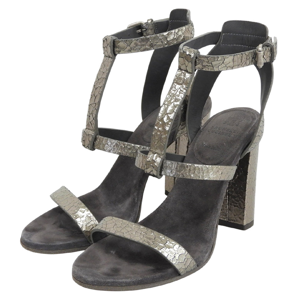 BRUNELLO CUCINELLI ブルネロクチネリ クラック加工 ストラップ サンダル シューズ レディース グレー 36 シューズ