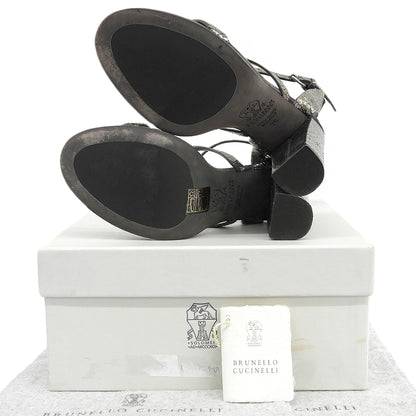 BRUNELLO CUCINELLI ブルネロクチネリ クラック加工 ストラップ サンダル シューズ レディース グレー 36 シューズ