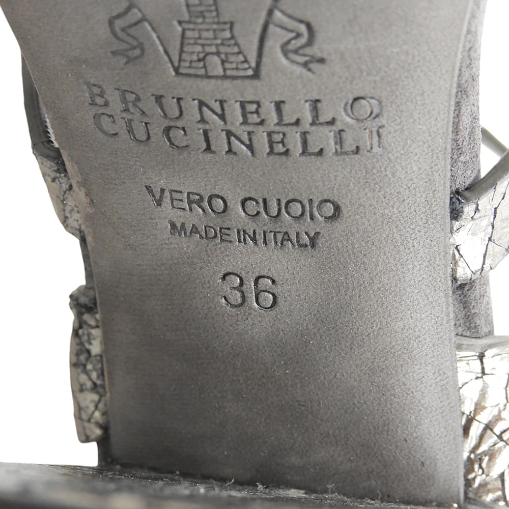BRUNELLO CUCINELLI ブルネロクチネリ クラック加工 ストラップ サンダル シューズ レディース グレー 36 シューズ