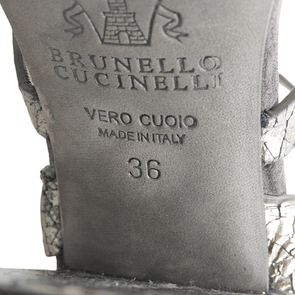 BRUNELLO CUCINELLI ブルネロクチネリ クラック加工 ストラップ サンダル シューズ レディース グレー 36 シューズ
