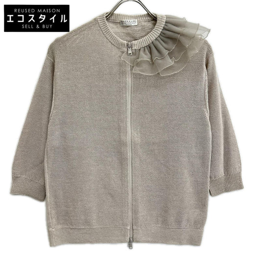 BRUNELLO CUCINELLI ブルネロクチネリ DW5223355 レースフリル付 ジップ ニットジャケット トップス