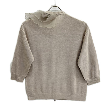 BRUNELLO CUCINELLI ブルネロクチネリ DW5223355 レースフリル付 ジップ ニットジャケット トップス