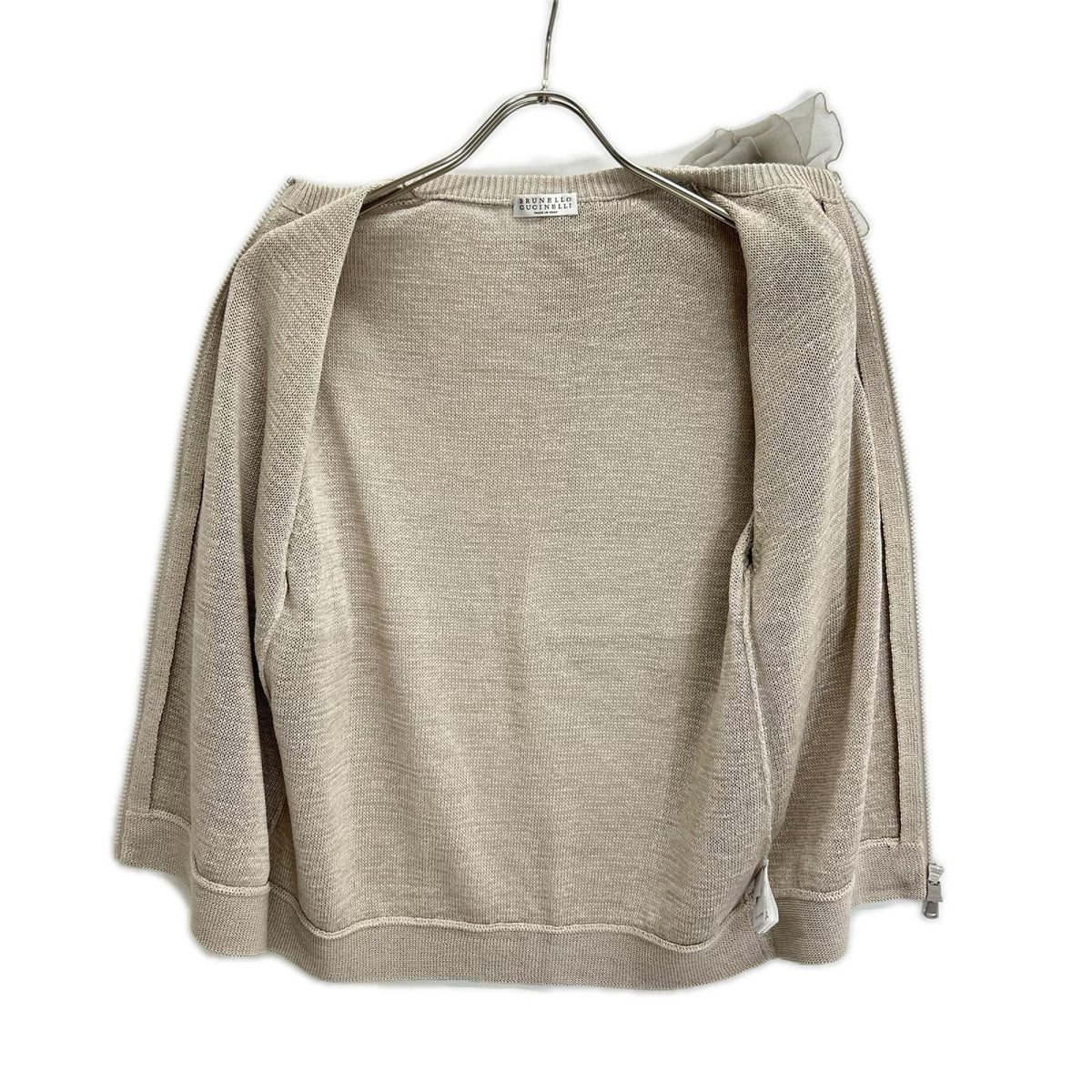 BRUNELLO CUCINELLI ブルネロクチネリ DW5223355 レースフリル付 ジップ ニットジャケット トップス