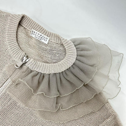 BRUNELLO CUCINELLI ブルネロクチネリ DW5223355 レースフリル付 ジップ ニットジャケット トップス