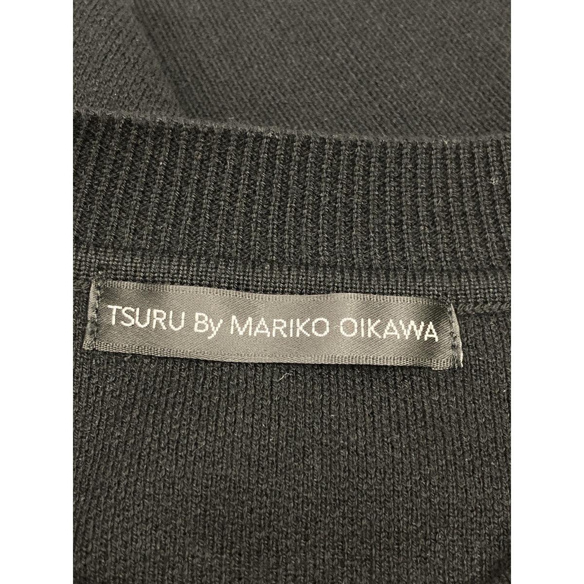 TSURU BY MARIKO OIKAWA Black KN-2242240 Pearl-Knit Puff-Sleeve Top