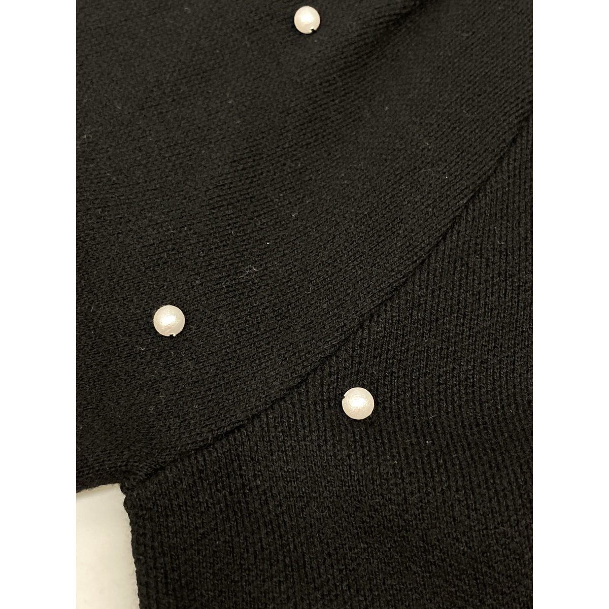 TSURU BY MARIKO OIKAWA Black KN-2242240 Pearl-Knit Puff-Sleeve Top