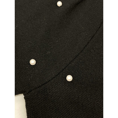 TSURU BY MARIKO OIKAWA Black KN-2242240 Pearl-Knit Puff-Sleeve Top