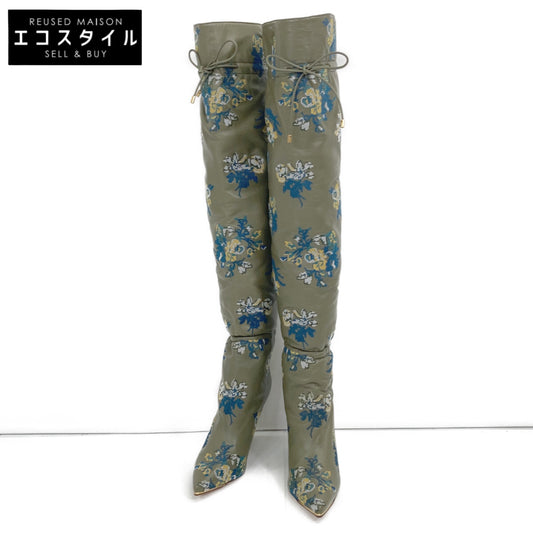 Tory Burch トリーバーチ 新品同様 Lila 90 ギャザー&刺繍入り 20AW ニーハイブーツ シューズ
